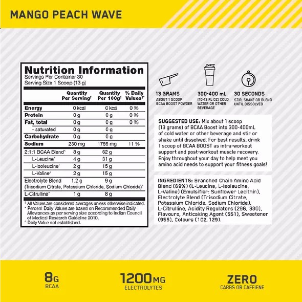 Optimum Nutrition BCAA Boost Mango Peach 30 Serves Philippines | 42189-OAKG