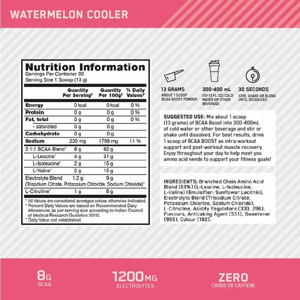 Optimum Nutrition BCAA Boost Watermelon 30 Serves Philippines | 75430-LFOP