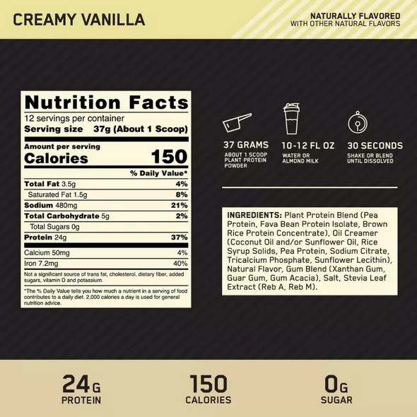 Optimum Nutrition GOLD STANDARD® 100% Plant Creamy Vanilla 0.98 lb (12 Servings) Philippines | 40938-MUJV