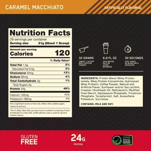 Optimum Nutrition GOLD STANDARD 100% WHEY™ *new* Caramel Macchiato 2 lb (28 Servings) Philippines | 10928-CYBI