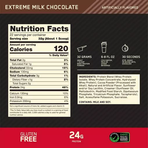 Optimum Nutrition GOLD STANDARD 100% WHEY™ Extreme Milk Chocolate 1.5 lb (22 Servings) Philippines | 59840-JWPK