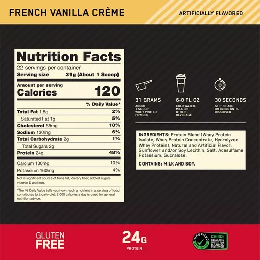 Optimum Nutrition GOLD STANDARD 100% WHEY™ French Vanilla Creme 1.5 lb (22 Servings) Philippines | 74305-XOKF