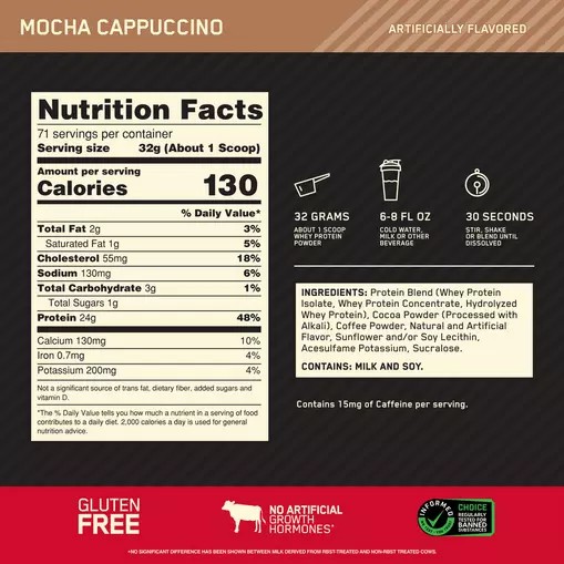 Optimum Nutrition GOLD STANDARD 100% WHEY™ Mocha Cappuccino 5 lb (71 Servings) Philippines | 15406-RUAJ