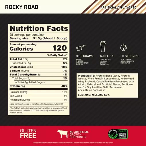 Optimum Nutrition GOLD STANDARD 100% WHEY™ Rocky Road 2 lb (28 Servings) Philippines | 13874-YUZS