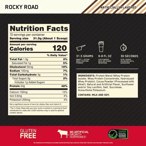 Optimum Nutrition GOLD STANDARD 100% WHEY™ Rocky Road 5 lb (72 Servings) Philippines | 58036-YZLA