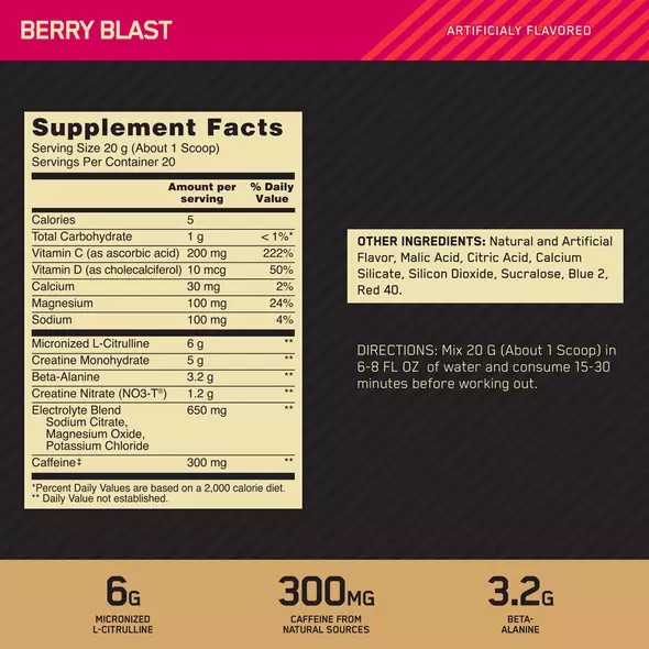 Optimum Nutrition GOLD STANDARD® Pre Advanced Berry Blast 0.88 lb (20 Servings) Philippines | 76903-IEPW