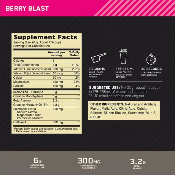 Optimum Nutrition Gold Standard Pre Advanced Berry Blast 20 Serves Philippines | 04326-BURP