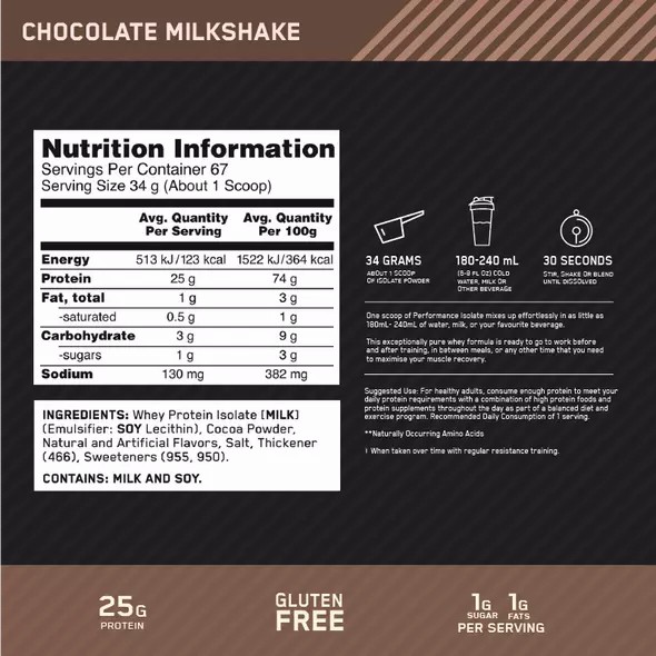 Optimum Nutrition Performance Isolate Chocolate 2.27kg Philippines | 68039-QCTM