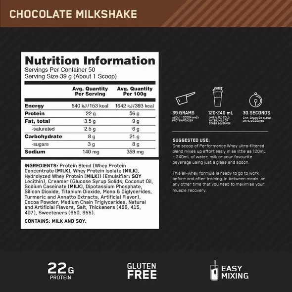 Optimum Nutrition Performance Whey Chocolate 1.95kg Philippines | 29706-KNDM