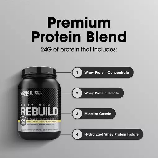 Optimum Nutrition Platinum Rebuild Vanilla Buttercream 1.63 lb (20 Servings) Philippines | 63245-DNHP